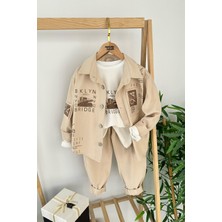 Miniğimin Cicileri Brklyn Baskılı Gabardin 3 Lü Erkek çocuk takım - Kahve