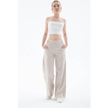 Fashion Friends Yüksek Bel Palazzo Bej Kadın Pantolon 25Y0042K1