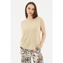 Fashion Friends Simli Altın Kadın Bluz 25Y0202K1