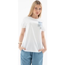 Fashion Friends Baskılı %100 Pamuklu Beyaz Kadın T-Shirt 25Y0029K1