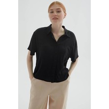 Fashion Friends Crop Siyah Kadın Gömlek 25Y0515K1