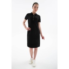 Fashion Friends Polo Yaka Siyah Kadın Elbise 25Y0499K1