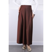 İmaj Butik Kahverengi Saten Etek