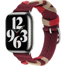 Zore Watch 44mm Uyumlu - Krd-97 Sarmal Örgü Tasarımlı Kordon-Kırmızı