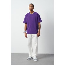 Ön Baskılı Boxy Fit Bisiklet Yaka T-Shirt