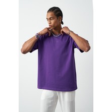 Ön Baskılı Boxy Fit Bisiklet Yaka T-Shirt