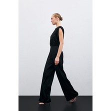 Sateen Payetli Saten Tulum - Siyah