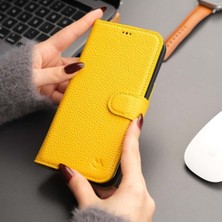 Toronata Casper Apple iPhone 16 Pro Max Deri Kılıf Magsafe Mıknatıslı Ayrılabilir Cüzdan-Sarı
