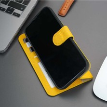Toronata Casper Apple iPhone 15 Pro Max Deri Kılıf Magsafe Mıknatıslı Ayrılabilir Cüzdan-Sarı