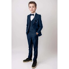 Erkek Çocuk Blazer Ceketli, Cepken Yelekli Lacivert Takım Elbise 10-16 Yaş