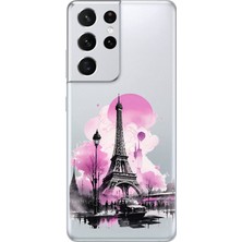Dali Design Samsung Galaxy S21 Ultra Uyumlu Şeffaf Kılıf Paris 1 Tasarımlı
