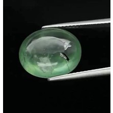 Aries 8.22 ct 14.2X11.7 mm Oval Cab Natural Green Prehnite With Black Needles, Africa