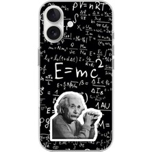 Dali Design iPhone 16 Plus Uyumlu Şeffaf Kılıf Albert Einstein Tasarımlı