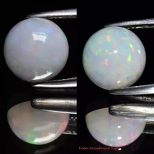 Aries 4.60 ct 12 mm Round Natural White Opal - Rainbow Flash, Lustrous Ethiopia Gem
