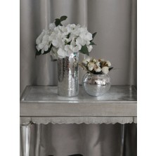 Işıltı Home Desing Işıltı Home Desıgn Aynalı Cam Vazo Uzun Boy + Yuvarlak 2 Li Set Gri Renk