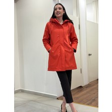 Iki Yanı Cepli, Fermuarlı, Önü ve Cepleri Düğme Detalı, Astarlı  Suni  Deri Mont