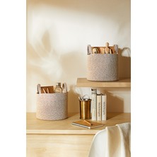 Ocean Home Textile 2'li Bej Kırçıllı Dolap İçi Çamaşır Oyuncak Düzenleyici Pamuklu Saklama Sepeti Organizer 26 x 22  cm