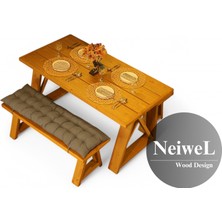 Neiwel Garden Mare Doğal Ahşap Banklı Bahçe Masa TAKIMI-70-100 Takım