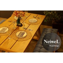 Neiwel Garden Mare Doğal Ahşap Banklı Bahçe Masa TAKIMI-70-100 Takım