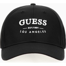 Guess Baseball Logolu Şapka Siyah Renk %100 Polyester Malzeme ile Konforlu ve Şık