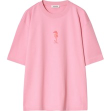 Le'sluette Kalın Pamuklu Denizatı Baskılı Oversize T-Shirt