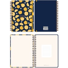 Matt Notebook B5 17X24 cm Spiralli Lastikli Kareli Tarihsiz Not Defteri Limon