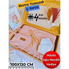 Tomuycuk 4 Kat Müslin Saçaklı Bebek Battaniyesi 100X120 Cm- %100 Pamuklu & Çok Amaçlı Battaniye