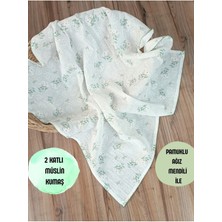Tomuycuk 2 Katlı Müslin Kız Erkek Bebek Battaniyesi Oeko-Texli %100 Pamuklu Desenli Puset Örtüsü Yenidoğan