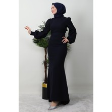 Giza Store Lavin Krep Elbise Koyu Lacivert