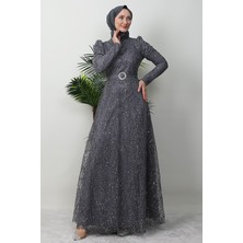 Giza Store Nilda Simli Abiye Bordo