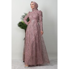 Giza Store Nilda Simli Abiye Bordo