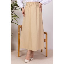 İlkimay.com Benja Beli Lastikli Gabardin Etek 1405 - Taş