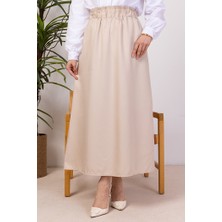 İlkimay.com Benja Beli Lastikli Gabardin Etek 1405 - Bej
