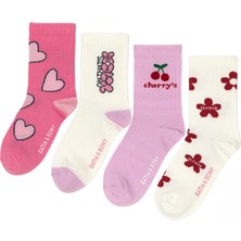 Katia & Bony Kız Çocuk Desenli 4'lü Soket Çorap Pembe