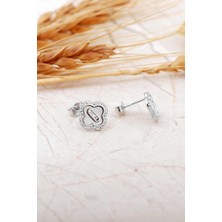 Sümer Telkari Sedef Taşlı Rodyumlu Yonca Mini Gümüş Küpe 7269