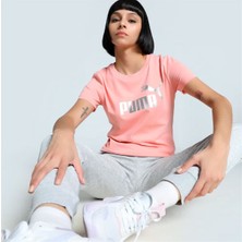Puma Metallıc No.1 Logo Tee Pembe Kadın Spor Tişört - 631536 18