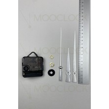 MOOCLOCK Saat Mekanizması  , Akar Sessiz Duvar Saati Mekanizması, 14 mm Şaft, Akrep-Yelkovan-Saniye-(Askılı)