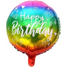 Happy Birthday Folyo Balon Gökkuşağı Renkli 45  cm