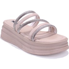 Dagoster DZA07-1241305 Bej Taşlı Spor Kadın Terlik