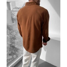 Magıcalfashıon Erkek Oversize Uzun Kollu Yazlık Keten Gömlek