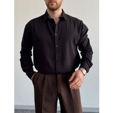 Magıcalfashıon Erkek Oversize Uzun Kollu Yazlık Keten Gömlek