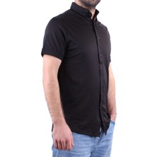 Twister 1853 Siyah Kısa Kol Günlük Pamuklu Erkek Gömlek