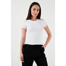 Fashion Friends Kısa Kollu Beyaz Kadın T-Shirt 25Y0444K1