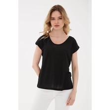 Fashion Friends Simli Siyah Kadın Bluz 25Y0202K1