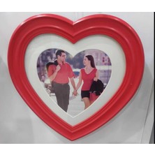 Es Dekor Kırmızı Kalp Çerçeve Duvar Tipi 22 x 20 Fotoğraf Sevgililer Günü Valentine's Day Aşk Hediyelik 1 Adet