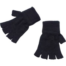 Mediterian Yumuşak dokulu kışlık yarım parmak triko eldiven, pamuklu, siyah, rahat ve şık kullanım