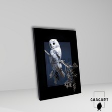 Gaagart Tekli Dikey Kanvas Duvar Tablosu Baykuş ve Ağaç Dalı