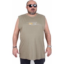 Starbattal Büyük Beden Baskılı Kolsuz Tişört Break Limits 25153 Hakı