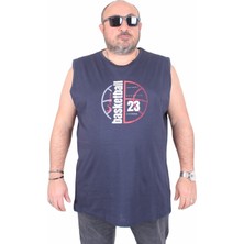 Starbattal Büyük Beden Baskılı Kolsuz Tişört Basketball 25150 Lacıvert