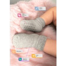 Cherry Wool Cotton Kaydırmaz Taban 5'li Dikişsiz Organik Pamuklu Bebek Havlu Çorap Seti